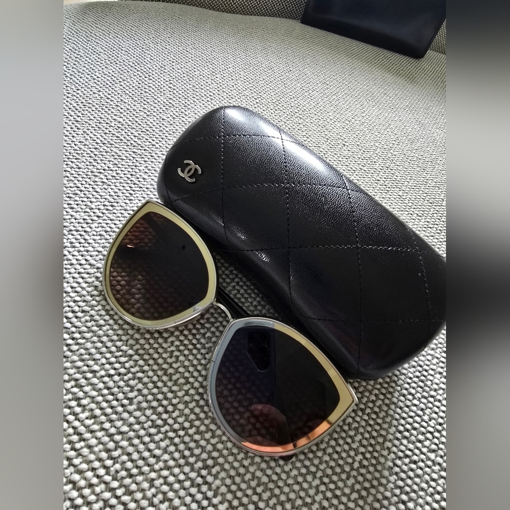 CHANEL sunglasses silver and brown